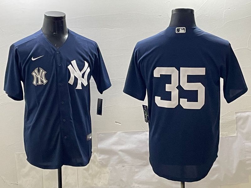 Men New York Yankees 35 No Name Black Game 2025 Nike MLB Jersey style 3165